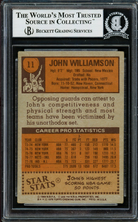 John Williamson Autographed 1978-79 Topps Card #11 New Jersey Nets Full Name Beckett BAS #14131934