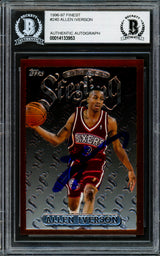 Allen Iverson Autographed 1996-97 Topps Finest Sterling Rookie Card #240 Philadelphia 76ers Beckett BAS #14133953