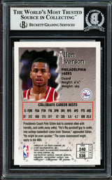 Allen Iverson Autographed 1996-97 Topps Finest Sterling Rookie Card #240 Philadelphia 76ers Beckett BAS #14133953