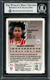Allen Iverson Autographed 1996-97 Topps Finest Sterling Rookie Card #240 Philadelphia 76ers Beckett BAS #14133954