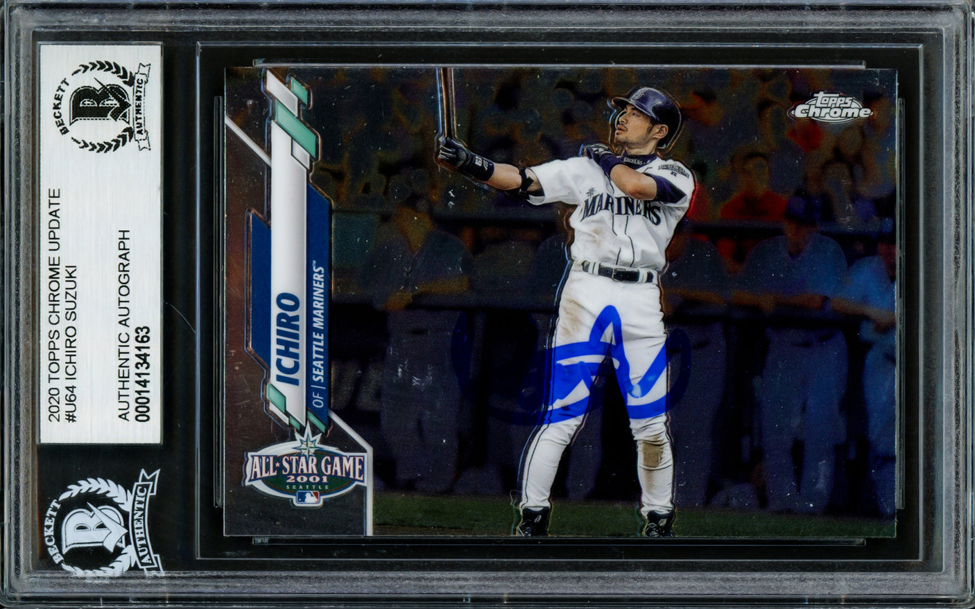 Ichiro Suzuki Autographed 2020 Topps Chrome Update Rookie Card #U-64 Seattle Mariners 2001 All Star Game Beckett BAS #14134163