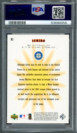 Ichiro Suzuki Autographed 2001 SP Authentic Rookie Card #91 Seattle Mariners PSA 8 Auto Grade Gem Mint 10 "01 ROY/MVP" #785/1250 PSA/DNA #63680058