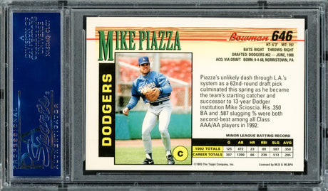 Mike Piazza Autographed 1993 Bowman Rookie Card #646 Los Angeles Dodgers PSA/DNA #83495046