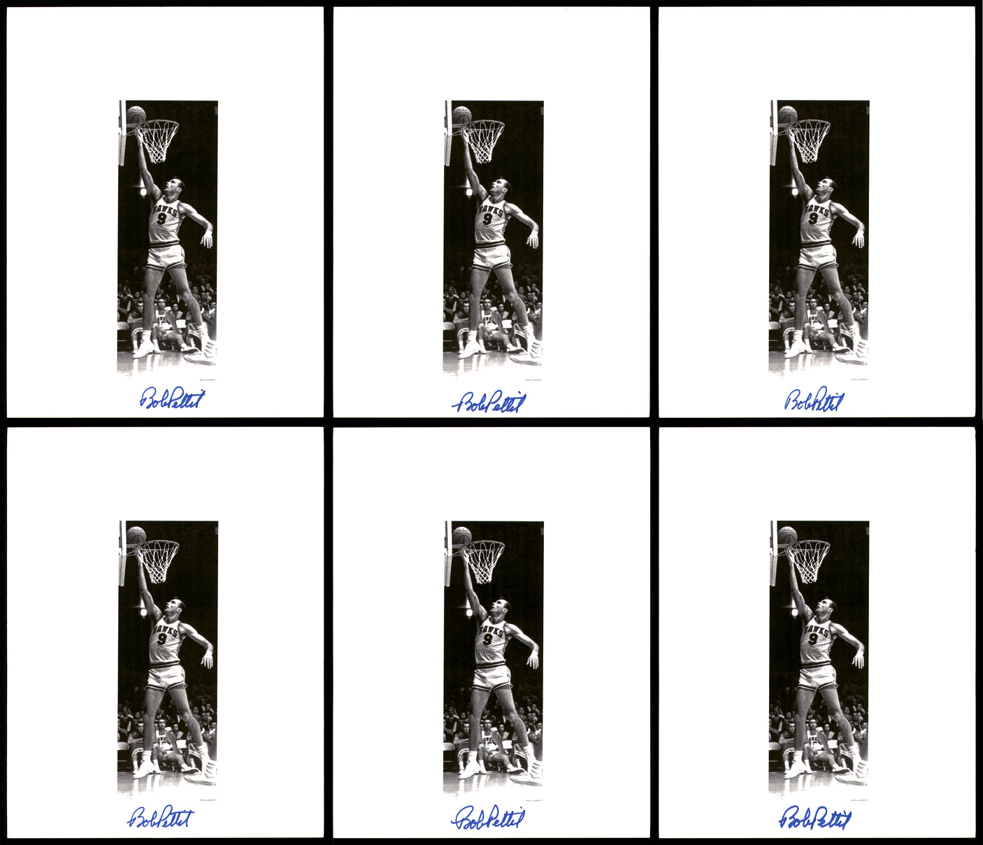 Bob Pettit Autographed 8.5x11 Photo 12 Count Lot Atlanta Hawks SKU #194015