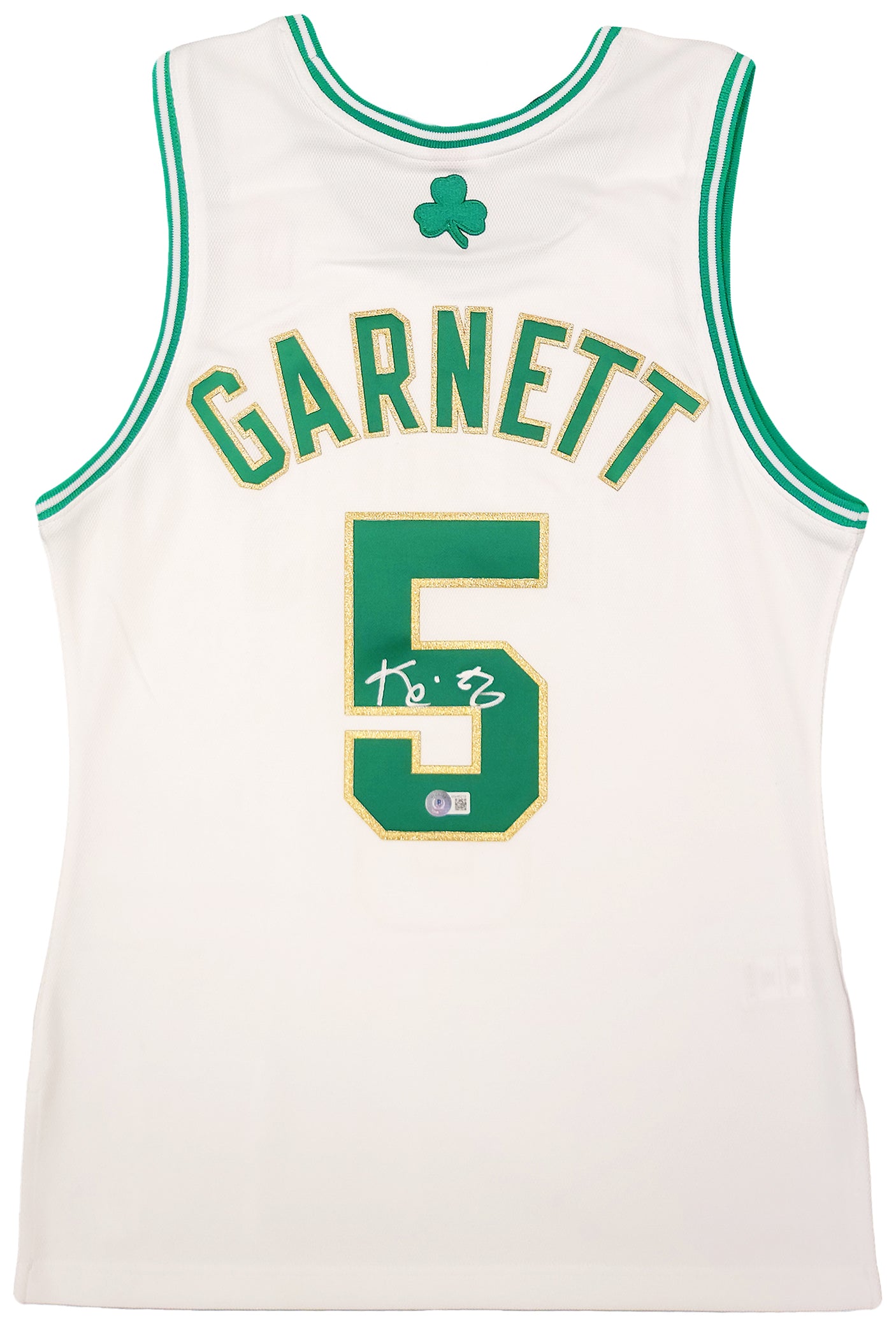 Boston Celtics Kevin Garnett Autographed White & Gold Authentic Mitchell & Ness Hardwood Classics 2008 Jersey Size S Beckett BAS QR Stock #203552