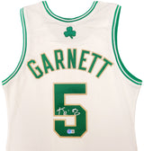 Boston Celtics Kevin Garnett Autographed White & Gold Authentic Mitchell & Ness Hardwood Classics 2008 Jersey Size S Beckett BAS QR Stock #203552