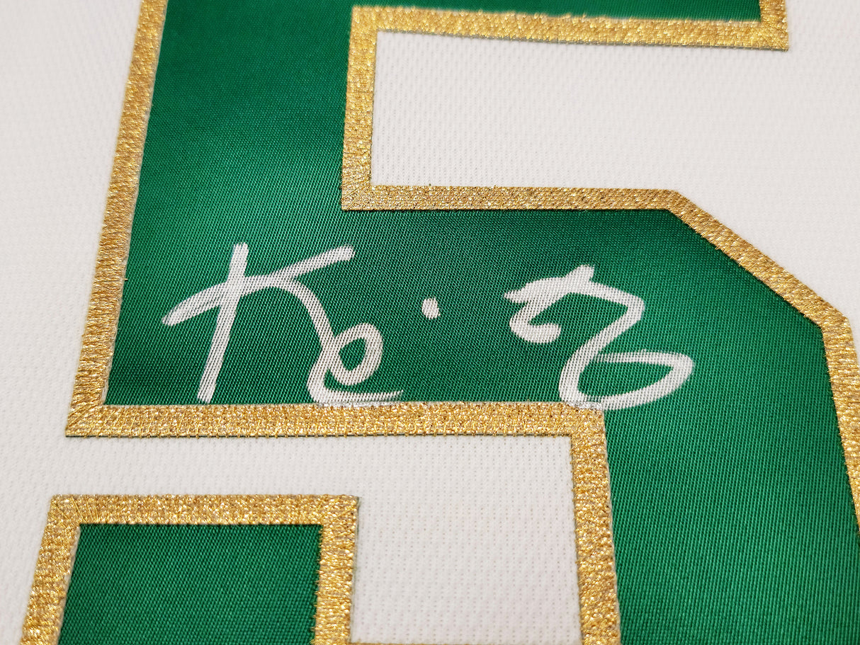 Boston Celtics Kevin Garnett Autographed White & Gold Authentic Mitchell & Ness Hardwood Classics 2008 Jersey Size S Beckett BAS QR Stock #203552