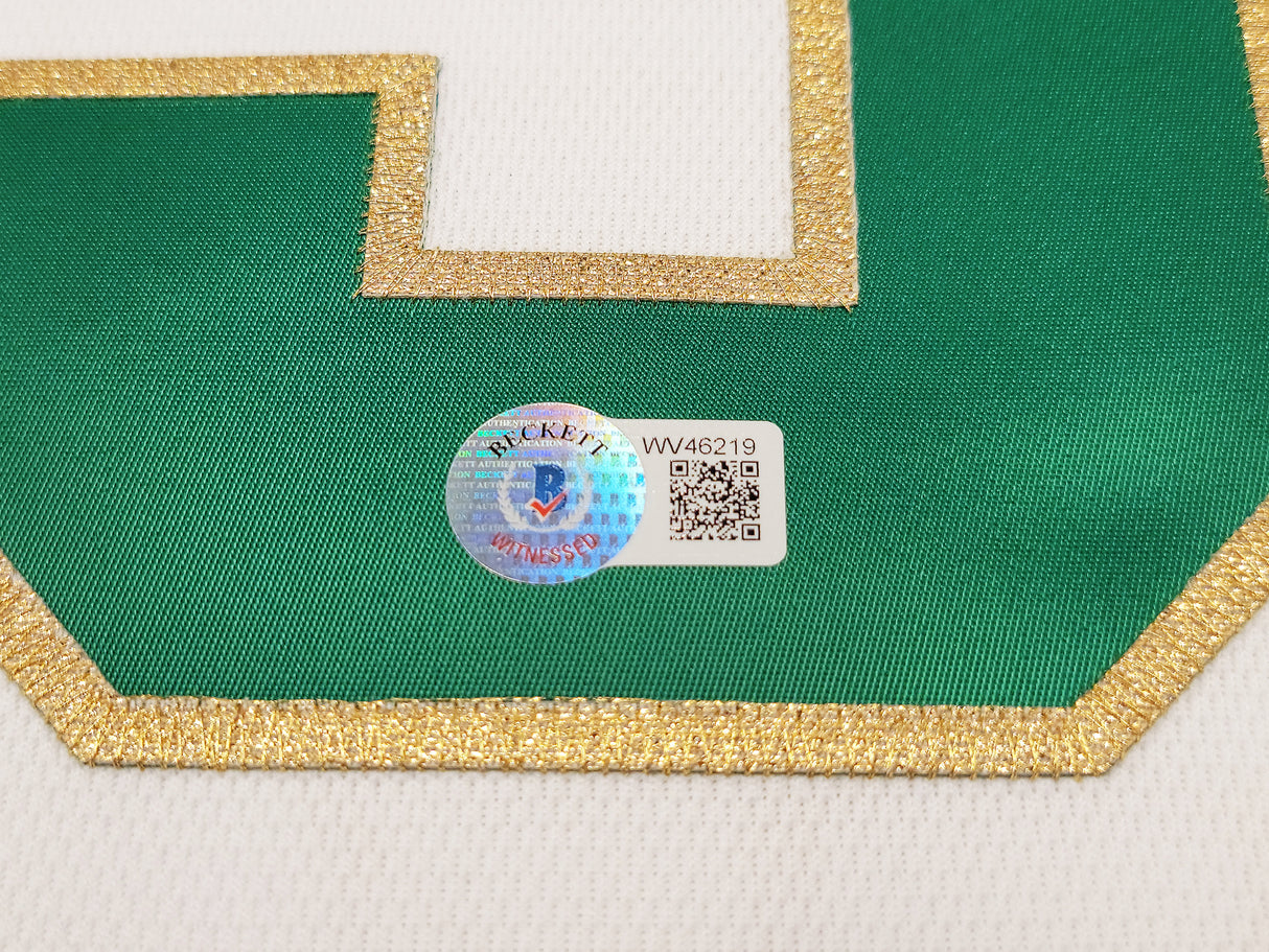Boston Celtics Kevin Garnett Autographed White & Gold Authentic Mitchell & Ness Hardwood Classics 2008 Jersey Size S Beckett BAS QR Stock #203552