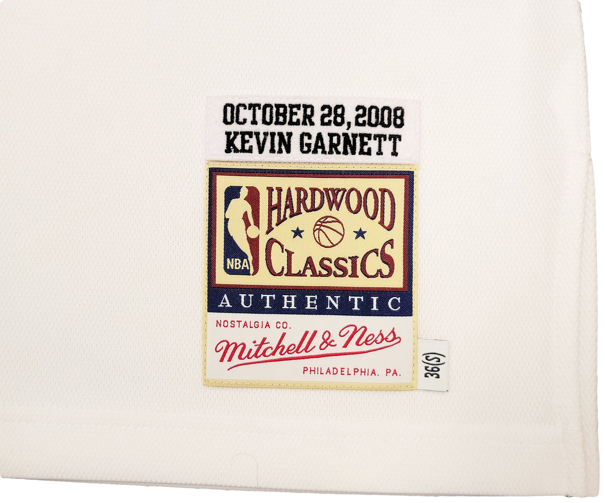Boston Celtics Kevin Garnett Autographed White & Gold Authentic Mitchell & Ness Hardwood Classics 2008 Jersey Size S Beckett BAS QR Stock #203552
