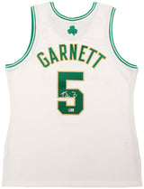 Boston Celtics Kevin Garnett Autographed White & Gold Authentic Mitchell & Ness Hardwood Classics 2008 Jersey Size L Beckett BAS QR Stock #203554