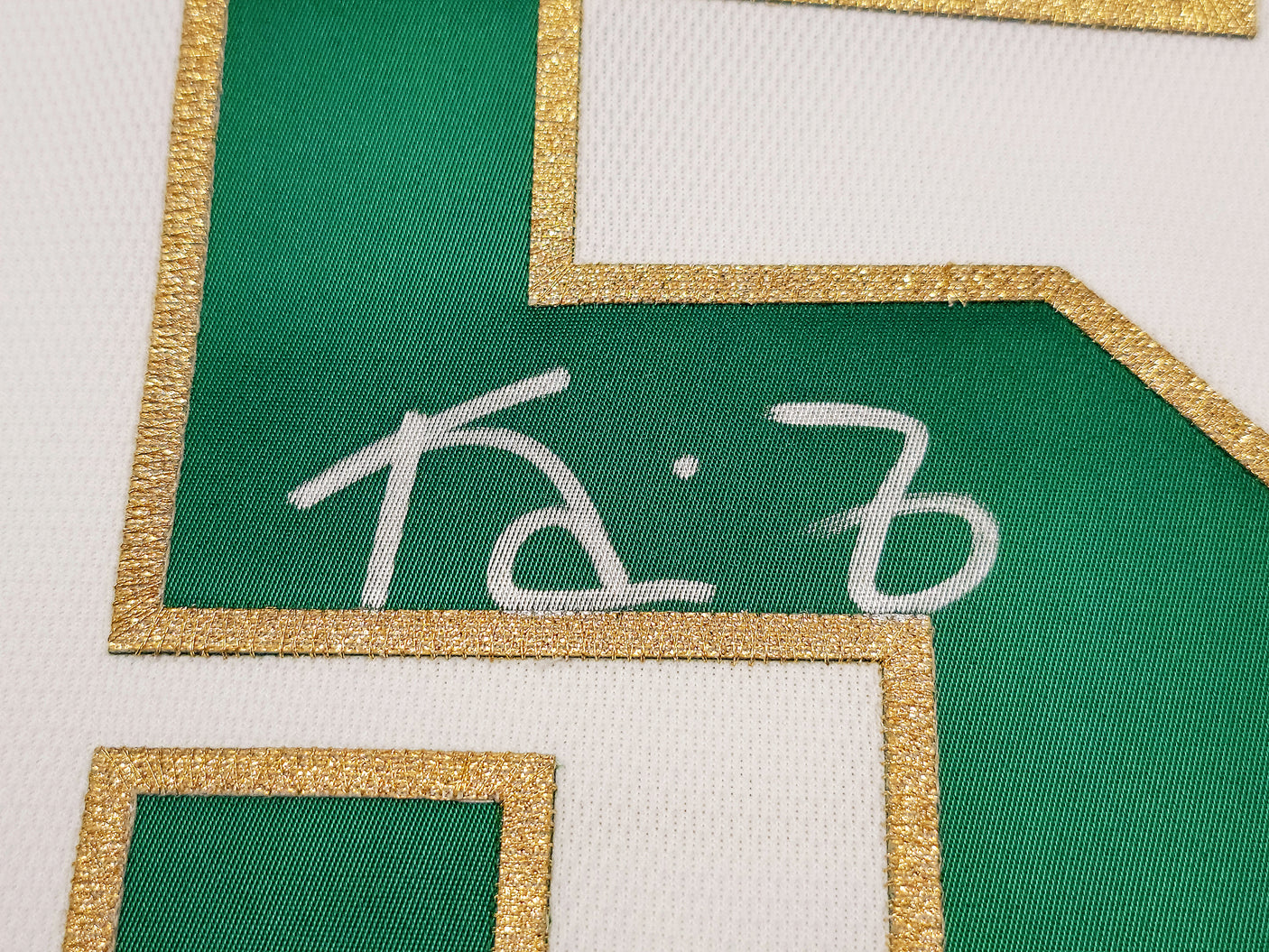 Boston Celtics Kevin Garnett Autographed White & Gold Authentic Mitchell & Ness Hardwood Classics 2008 Jersey Size L Beckett BAS QR Stock #203554