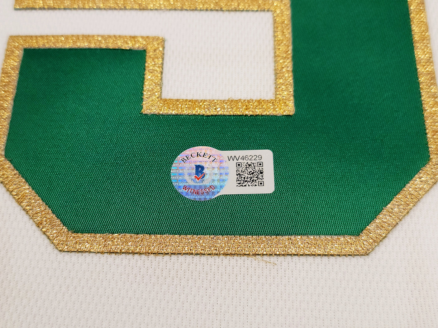 Boston Celtics Kevin Garnett Autographed White & Gold Authentic Mitchell & Ness Hardwood Classics 2008 Jersey Size L Beckett BAS QR Stock #203554