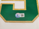 Boston Celtics Kevin Garnett Autographed White & Gold Authentic Mitchell & Ness Hardwood Classics 2008 Jersey Size L Beckett BAS QR Stock #203554
