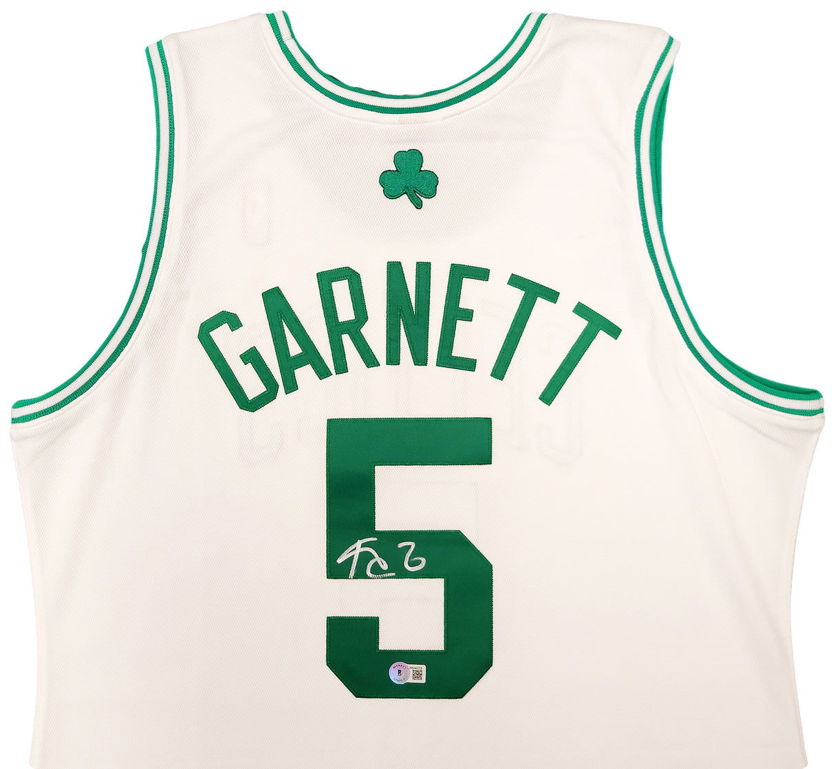 Boston Celtics Kevin Garnett Autographed White Authentic Mitchell & Ness Hardwood Classics 2007-2008 Jersey Size L Beckett BAS QR Stock #203551
