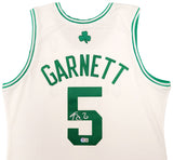 Boston Celtics Kevin Garnett Autographed White Authentic Mitchell & Ness Hardwood Classics 2007-2008 Jersey Size L Beckett BAS QR Stock #203551