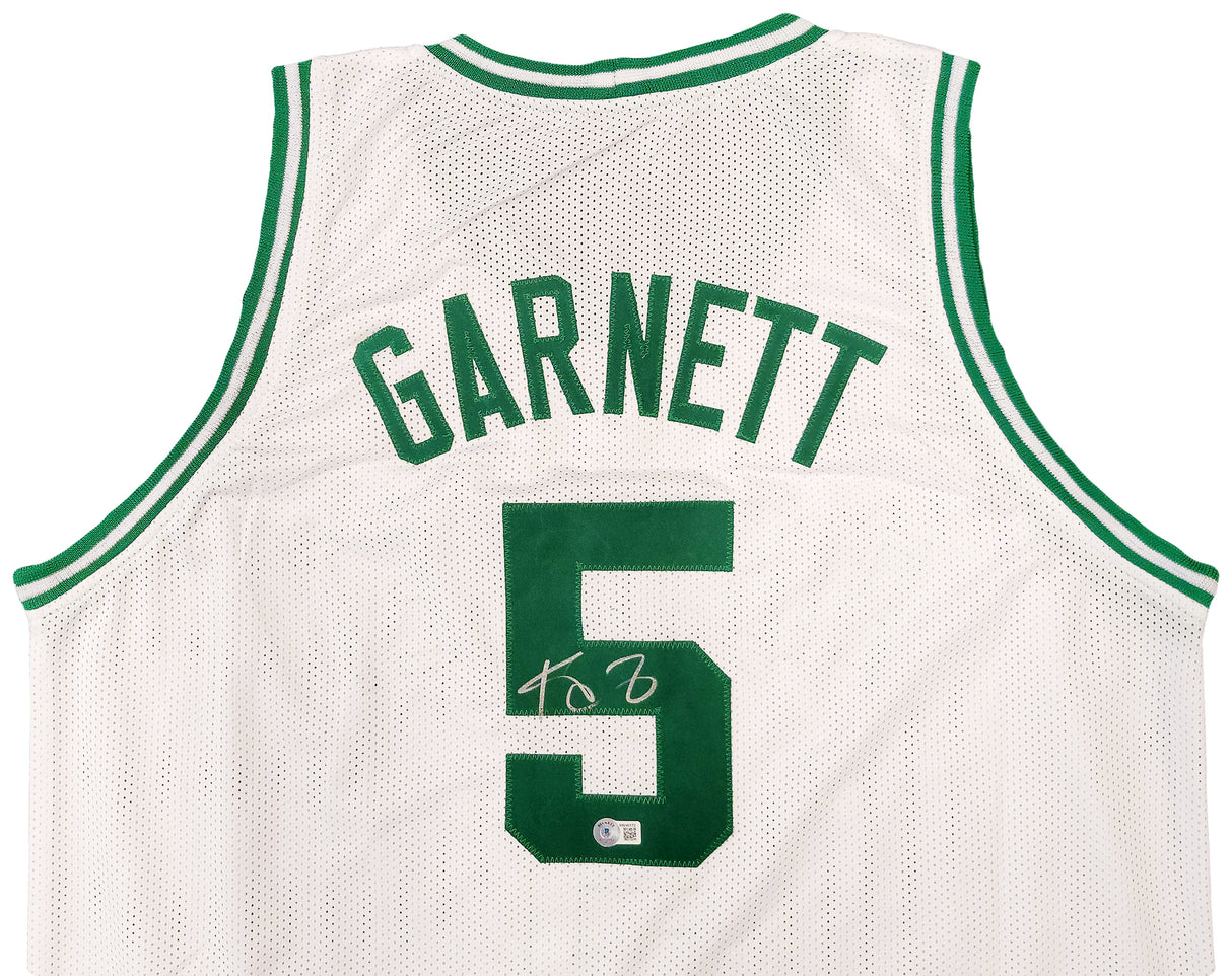 Boston Celtics Kevin Garnett Autographed White Jersey Beckett BAS QR Stock #203547