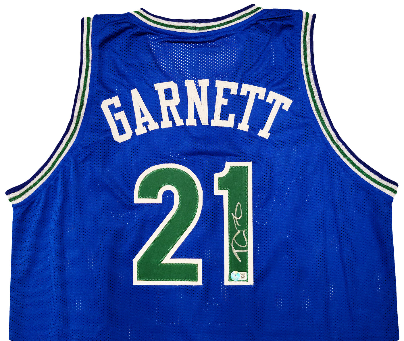 Minnesota Timberwolves Kevin Garnett Autographed Blue Jersey Beckett BAS QR Stock #203549