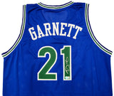 Minnesota Timberwolves Kevin Garnett Autographed Blue Jersey Beckett BAS QR Stock #203549
