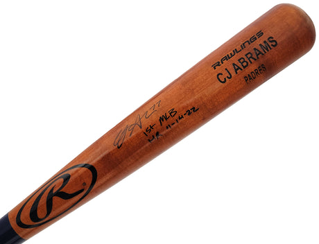 CJ Abrams Autographed Brown Rawlings Game Model Bat San Diego Padres "1st MLB HR 4-14-22" Beckett BAS QR Stock #203555