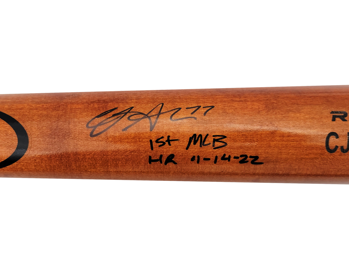 CJ Abrams Autographed Brown Rawlings Game Model Bat San Diego Padres "1st MLB HR 4-14-22" Beckett BAS QR Stock #203555