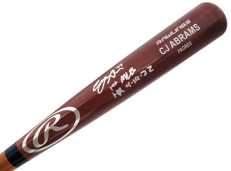 CJ Abrams Autographed Brown Rawlings Game Model Bat San Diego Padres "1st MLB HR 4-14-22" Beckett BAS QR Stock #203558