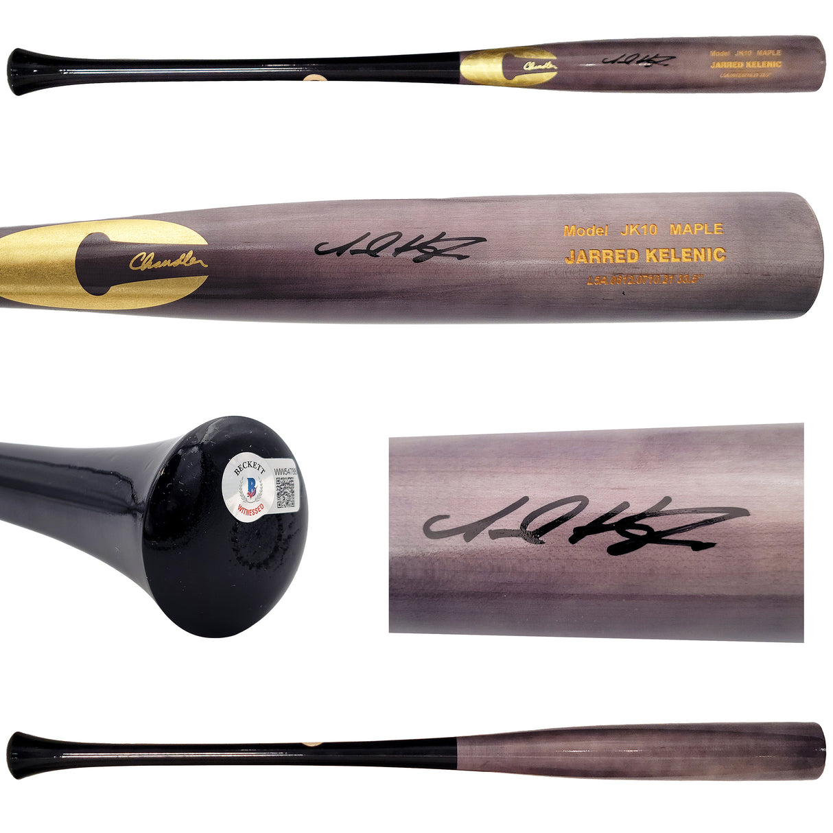 Jarred Kelenic Autographed Gray Chandler Game Model Bat Atlanta Braves Beckett BAS QR Stock #203535