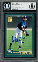 Ichiro Suzuki Autographed 2001 Topps Rookie Card #726 Seattle Mariners (Damaged) Beckett BAS #12783563