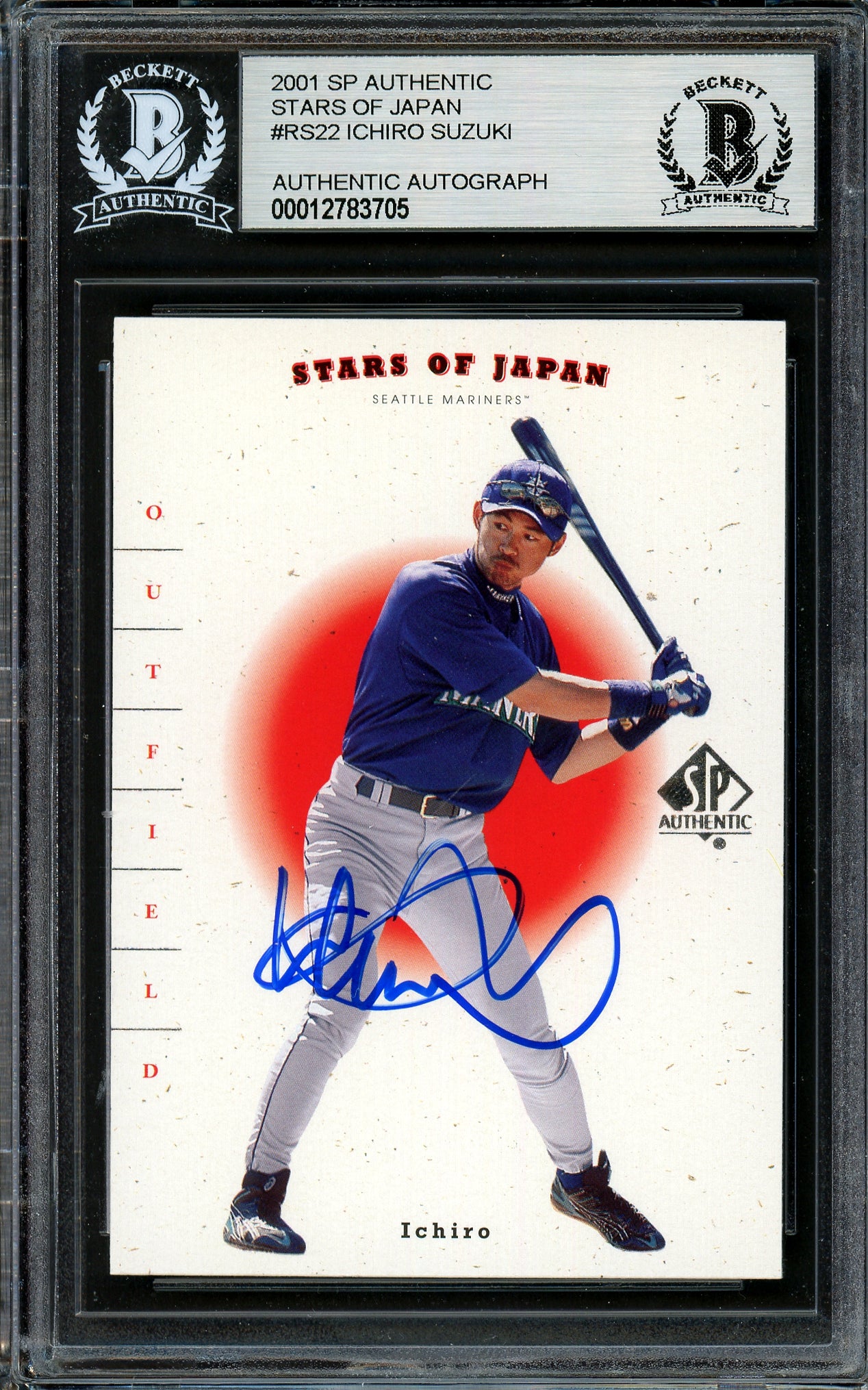 Ichiro Suzuki Autographed 2001 SP Authentic Stars of Japan Rookie Card #RS22 Seattle Mariners Beckett BAS #12783705