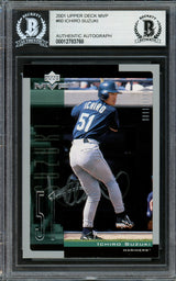 Ichiro Suzuki Autographed 2001 Upper Deck MVP Rookie Card #60 Seattle Mariners (Light) Beckett BAS #12783768