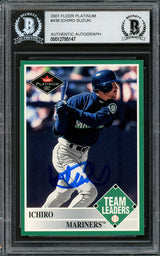 Ichiro Suzuki Autographed 2001 Fleer Platinum Rookie Card #436 Seattle Mariners Beckett BAS #12785147