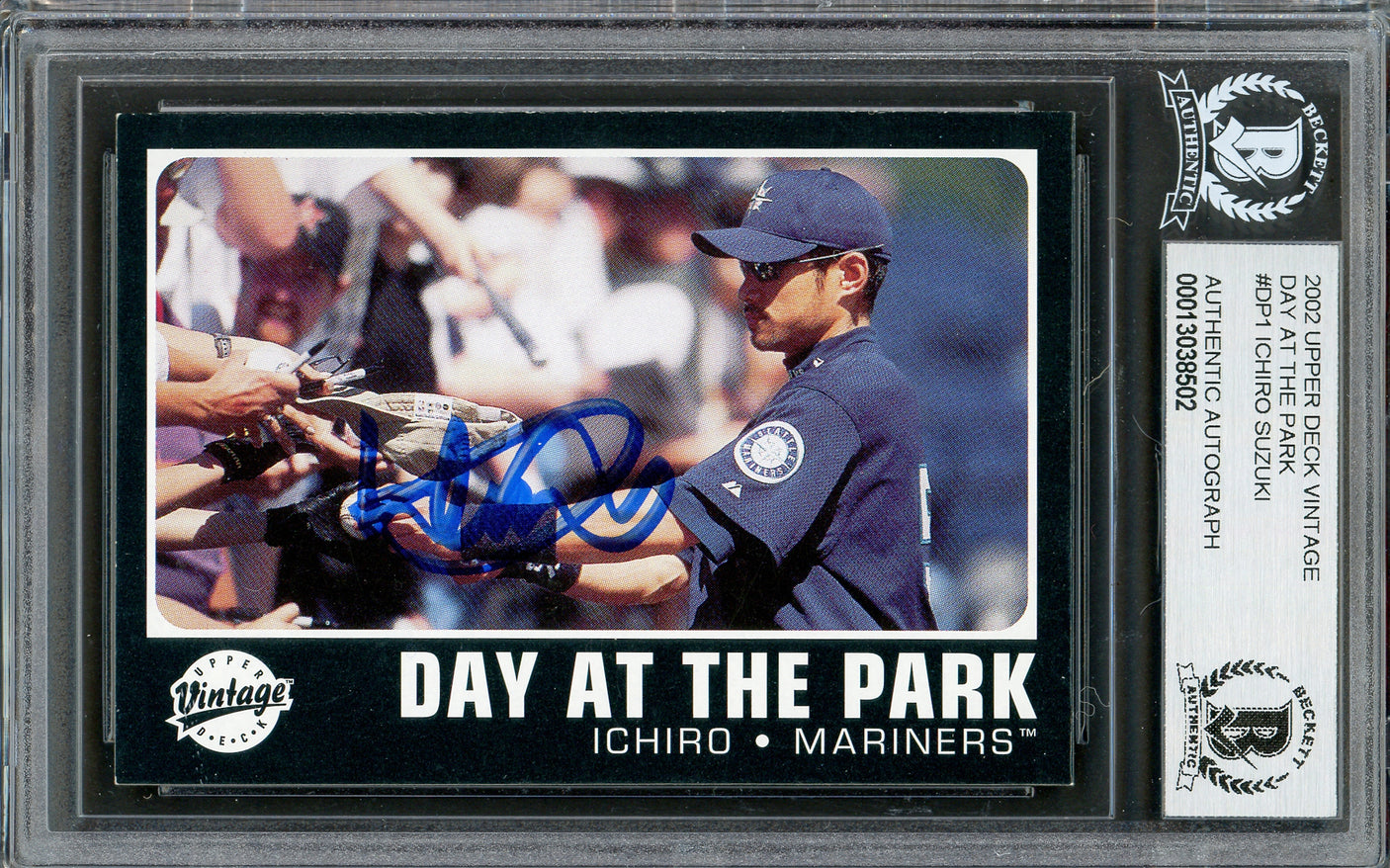 Ichiro Suzuki Autographed 2002 Upper Deck Vintage Day At The Park Card #DP1 Seattle Mariners Beckett BAS #13038502