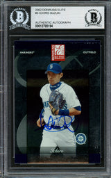 Ichiro Suzuki Autographed 2002 Donruss Elite Card #3 Seattle Mariners Beckett BAS Stock #194195