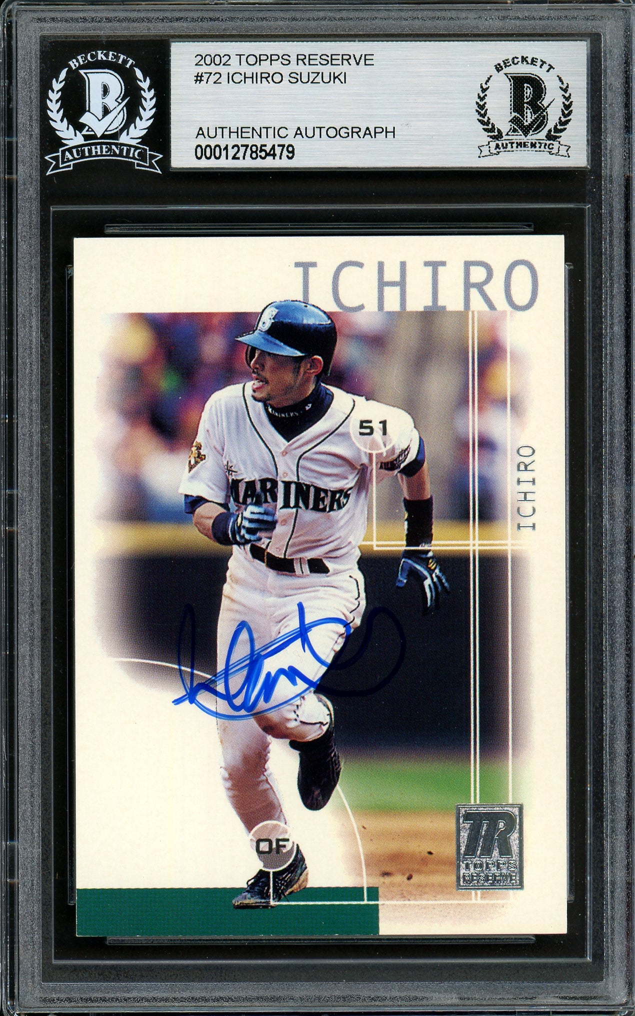 Ichiro Suzuki Autographed 2002 Topps Reserve Card #72 Seattle Mariners Beckett BAS #12785479