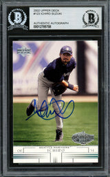 Ichiro Suzuki Autographed 2002 Upper Deck Card #123 Seattle Mariners Beckett BAS Stock #194224