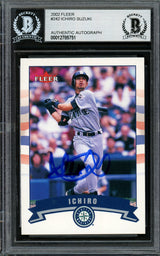 Ichiro Suzuki Autographed 2002 Fleer Card #242 Seattle Mariners Gold Letter Beckett BAS #12785751
