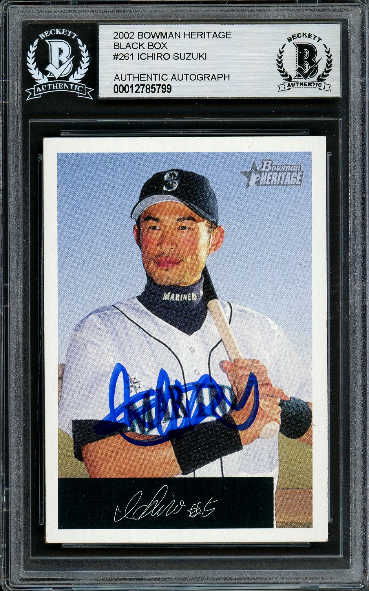 Ichiro Suzuki Autographed 2002 Bowman Heritage Card #261 Seattle Mariners Black Box Beckett BAS #12785799