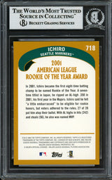 Ichiro Suzuki Autographed 2002 Topps Card #718 Seattle Mariners Beckett BAS #12785917