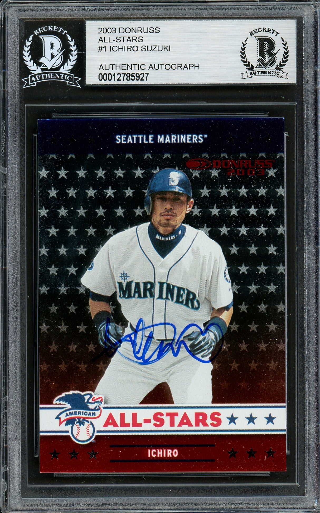 Ichiro Suzuki Autographed 2003 Donruss All Stars Card #AL-1 Seattle Mariners Beckett BAS #12785927