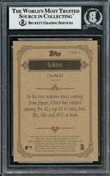 Ichiro Suzuki Autographed 2002 Topps 206 Card #T206-1 Seattle Mariners Beckett BAS Stock #194246