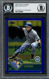 Ichiro Suzuki Autographed 2003 Topps Chrome Card #63 Seattle Mariners Beckett BAS #12785964