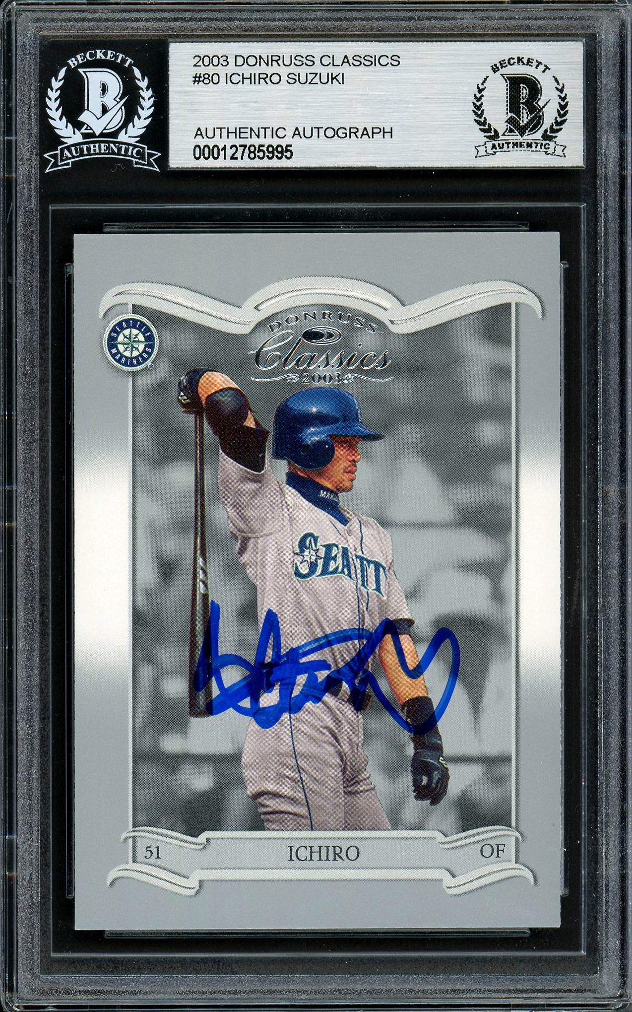 Ichiro Suzuki Autographed 2003 Donruss Classics Card #80 Seattle Mariners Beckett BAS Stock #194262
