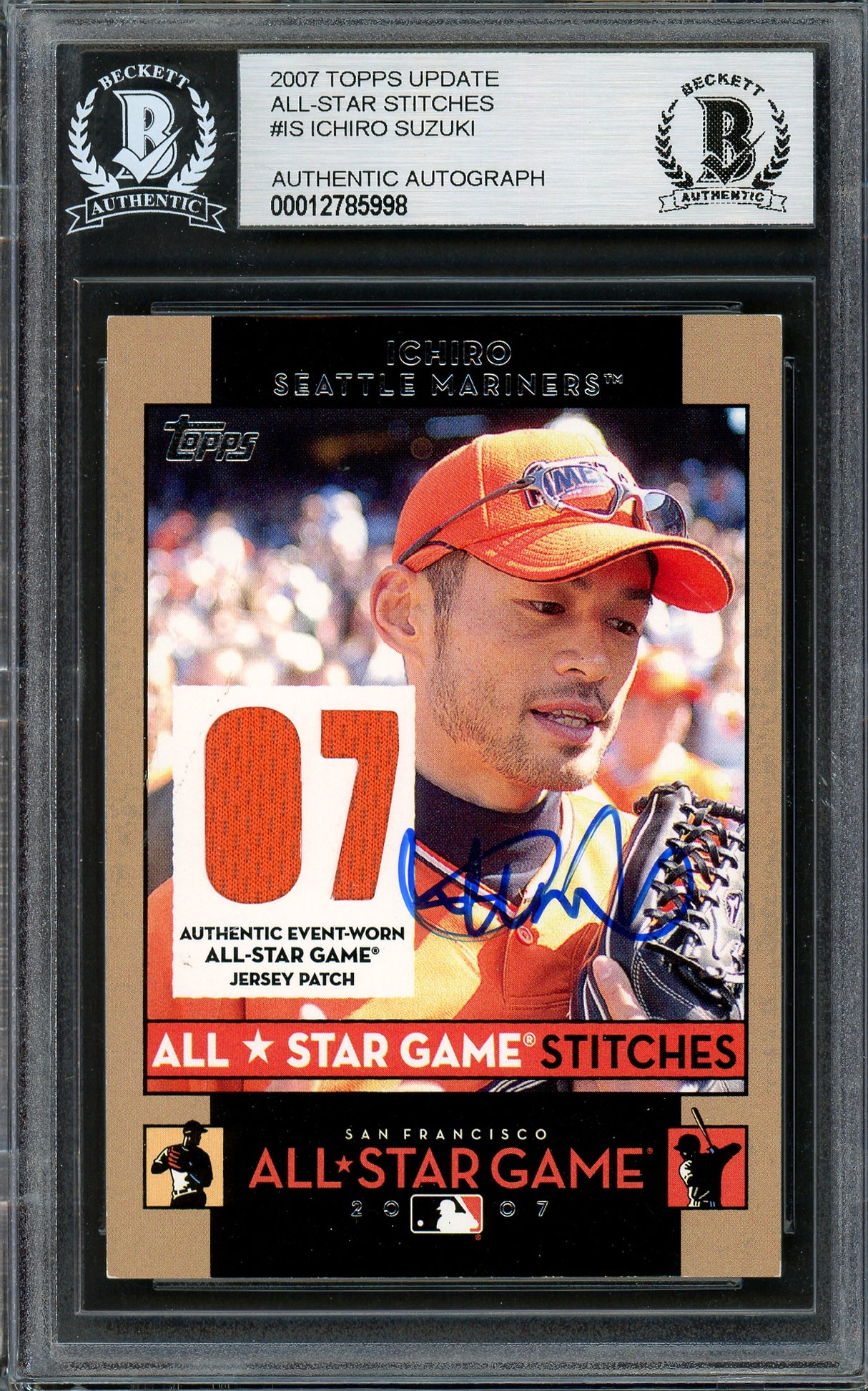 Ichiro Suzuki Autographed 2007 Topps All Star Stitches Game Worn Jersey Card #AS IS Seattle Mariners Beckett BAS #12785998