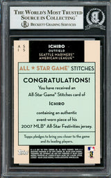 Ichiro Suzuki Autographed 2007 Topps All Star Stitches Game Worn Jersey Card #AS IS Seattle Mariners Beckett BAS #12785998