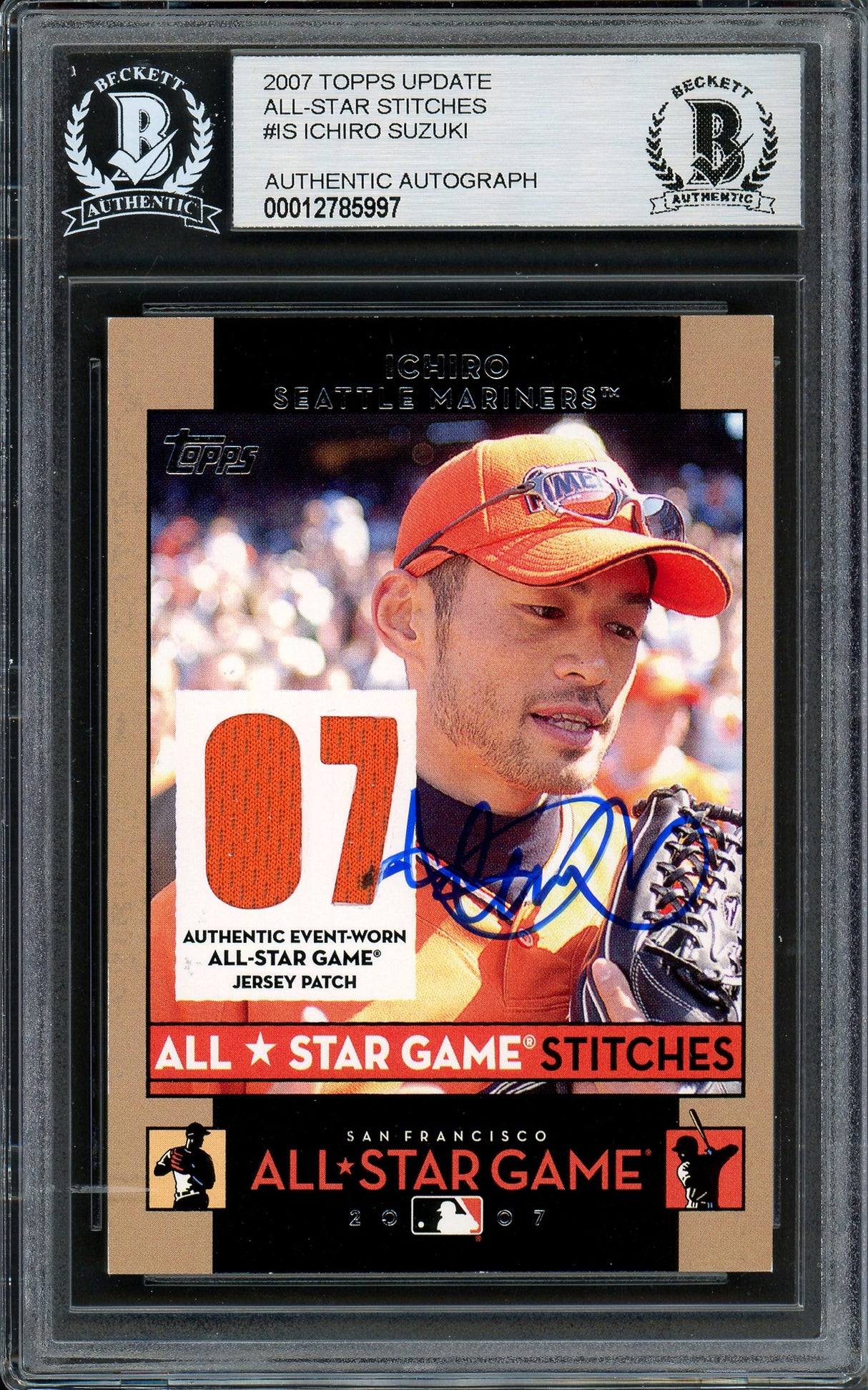 Ichiro Suzuki Autographed 2007 Topps All Star Stitches Game Worn Jersey Card #AS IS Seattle Mariners Beckett BAS #12785997