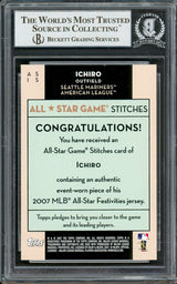 Ichiro Suzuki Autographed 2007 Topps All Star Stitches Game Worn Jersey Card #AS IS Seattle Mariners Beckett BAS #12785997