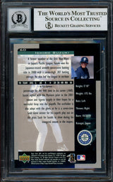 Ichiro Suzuki Autographed 2001 Upper Deck MVP Rookie Card #60 Seattle Mariners Auto Grade Gem Mint 10 Signed in Blue Beckett BAS Stock #194285