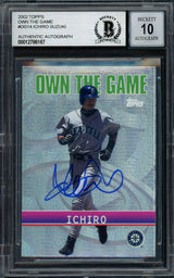 Ichiro Suzuki Autographed 2002 Topps Own The Game Card #OG14 Seattle Mariners Auto Grade Gem Mint 10 Beckett BAS #12786167