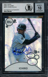 Ichiro Suzuki Autographed 2002 Topps Own The Game Card #OG14 Seattle Mariners Auto Grade Gem Mint 10 Beckett BAS #12786169