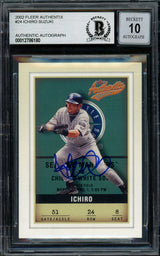 Ichiro Suzuki Autographed 2002 Fleer Authentix Card #24 Seattle Mariners Auto Grade Gem Mint 10 Beckett BAS #12786180