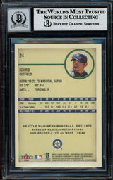 Ichiro Suzuki Autographed 2002 Fleer Authentix Card #24 Seattle Mariners Auto Grade Gem Mint 10 Beckett BAS #12786180